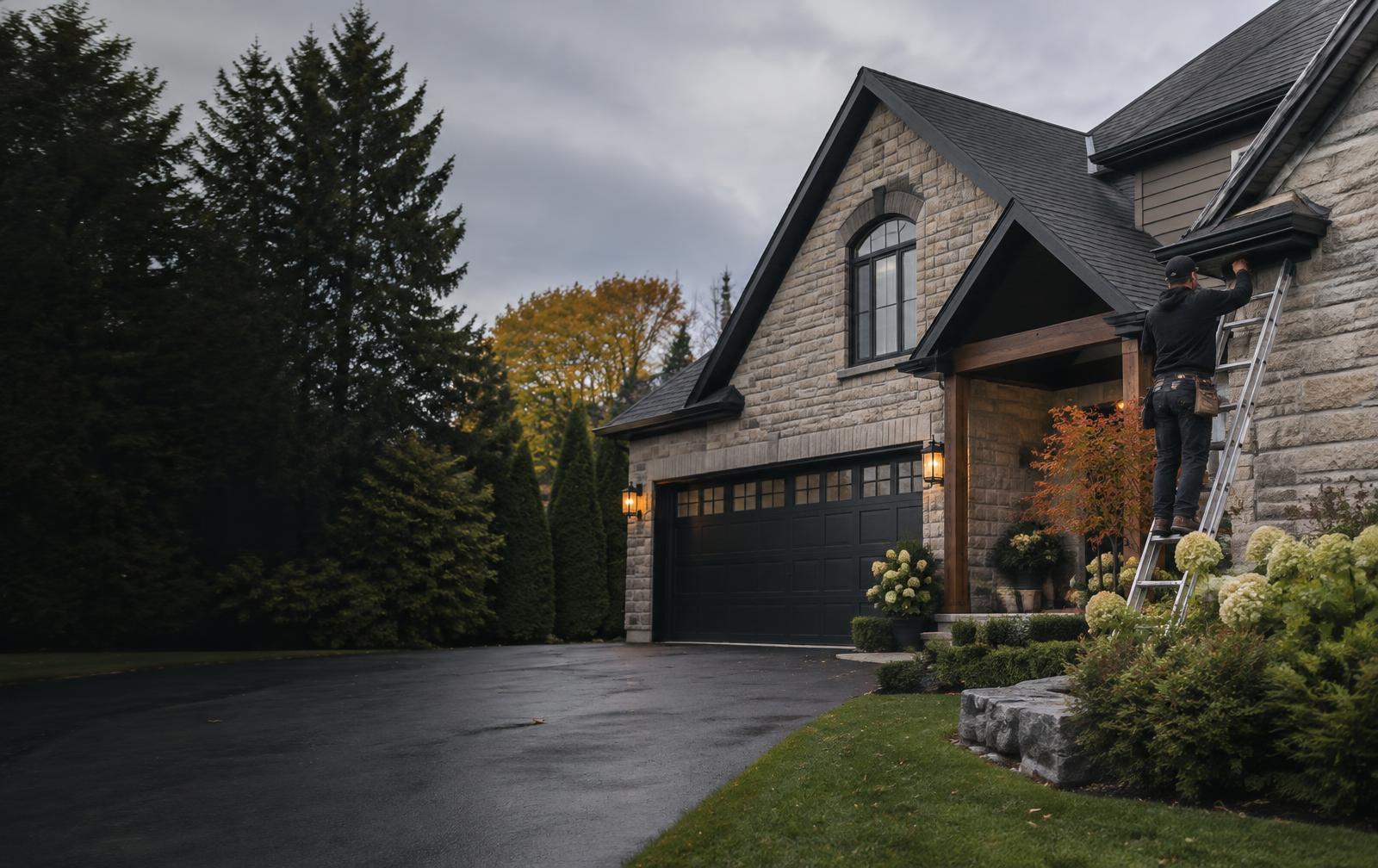 Well-maintained Niagara home with a home-service professional working outside